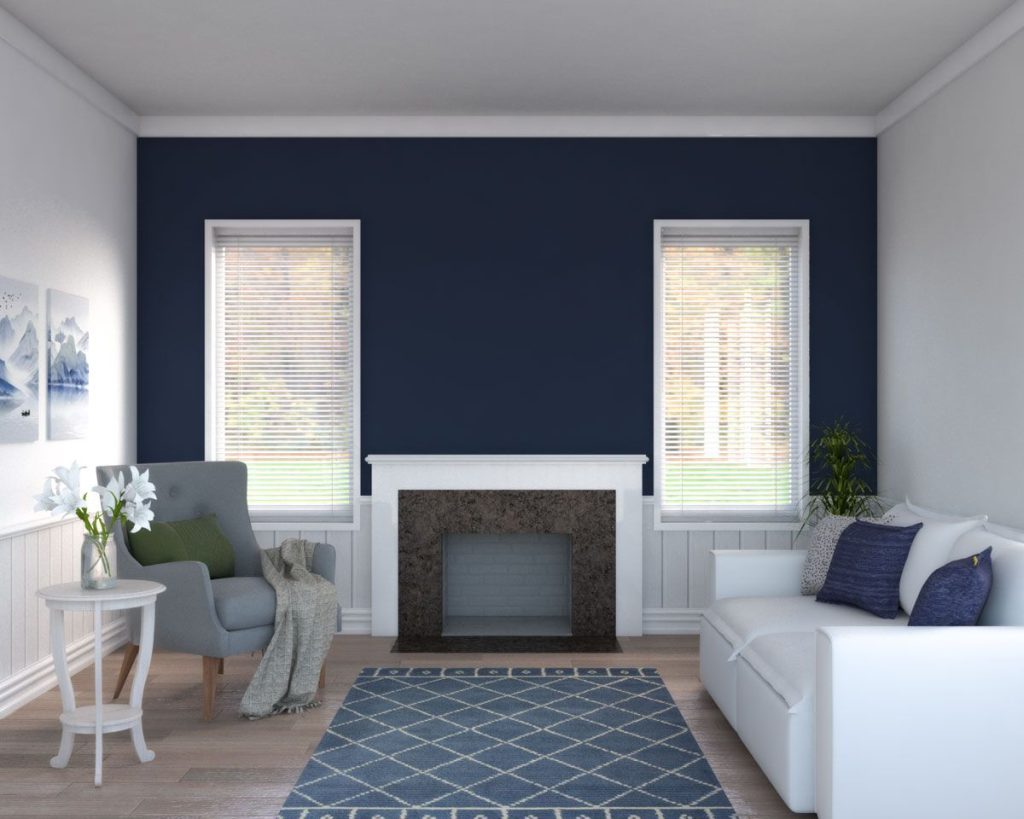 Navy Blue and White