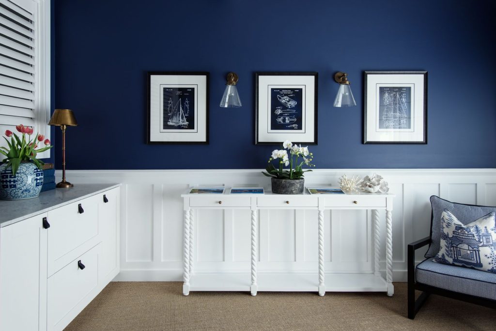 Navy Blue and White