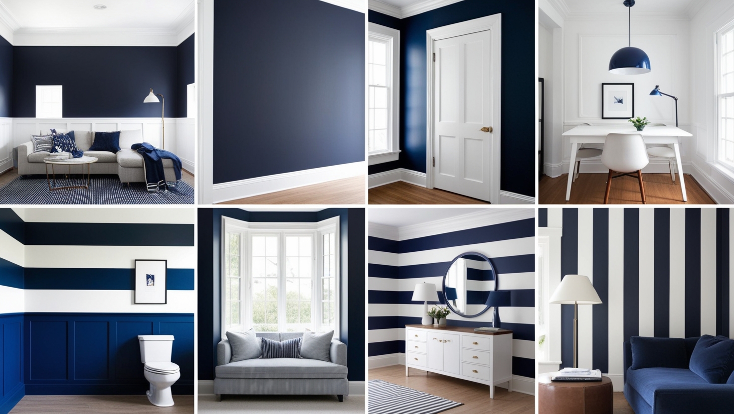 Navy Blue and White